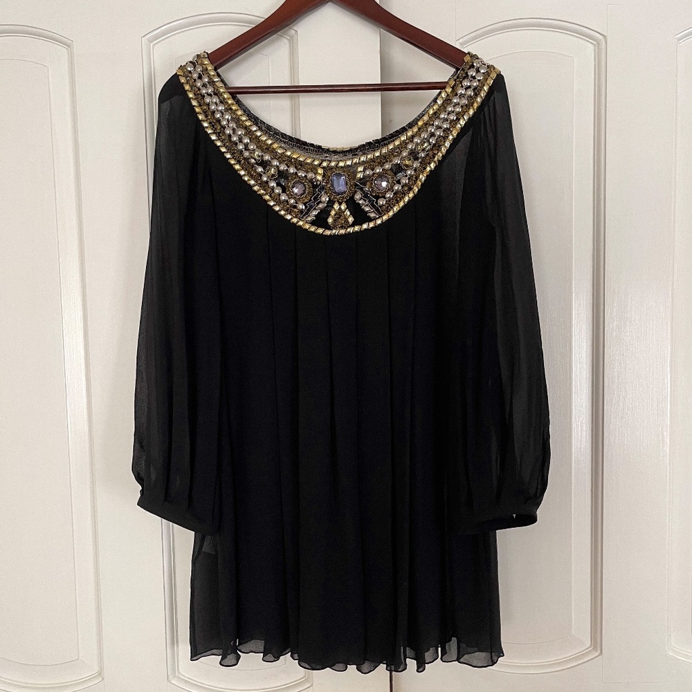 Temperley London, Black Silk Tunic Top, US8/UK12